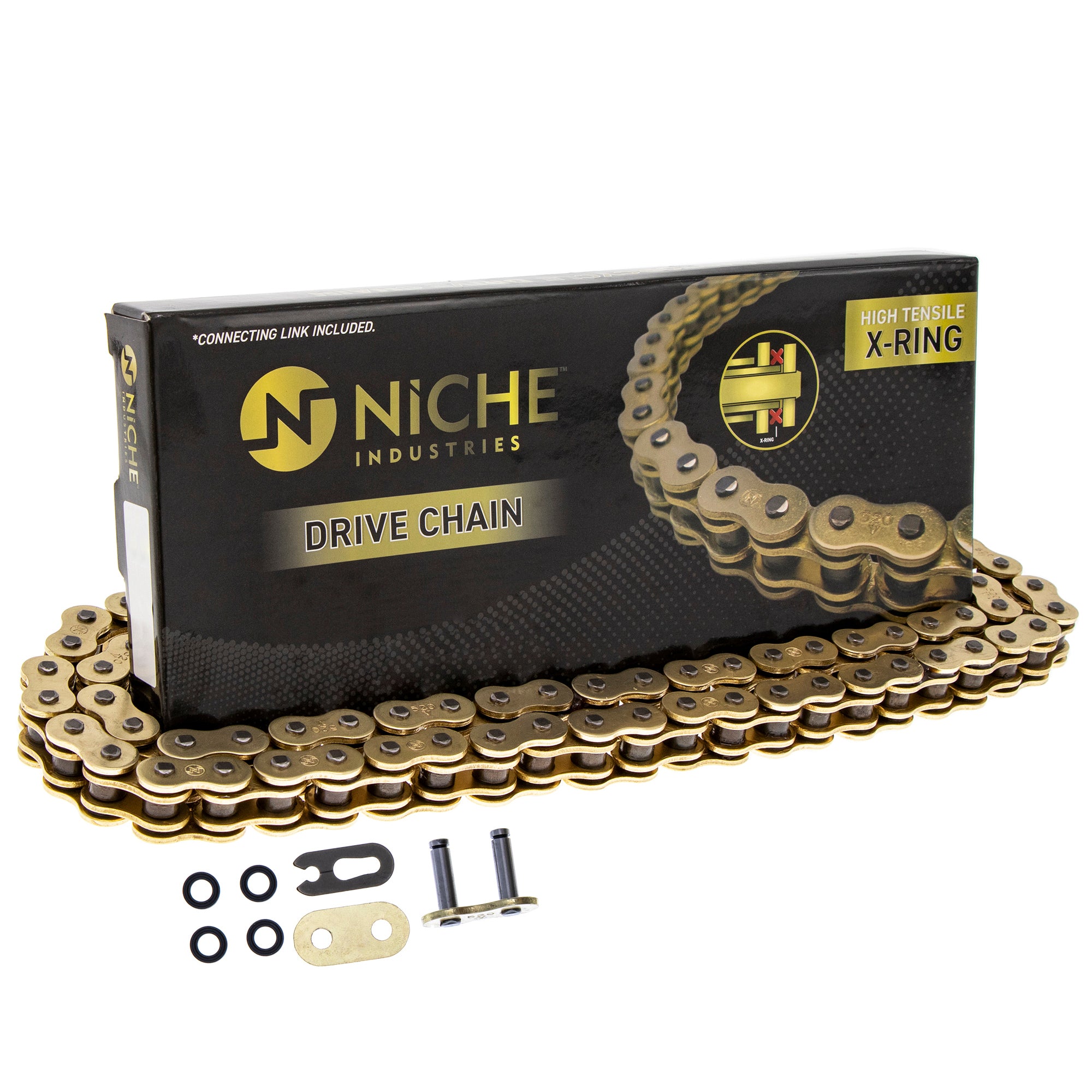 Gold 520 X-Ring Chain 122 Links With Connecting Master Link Motorcycle