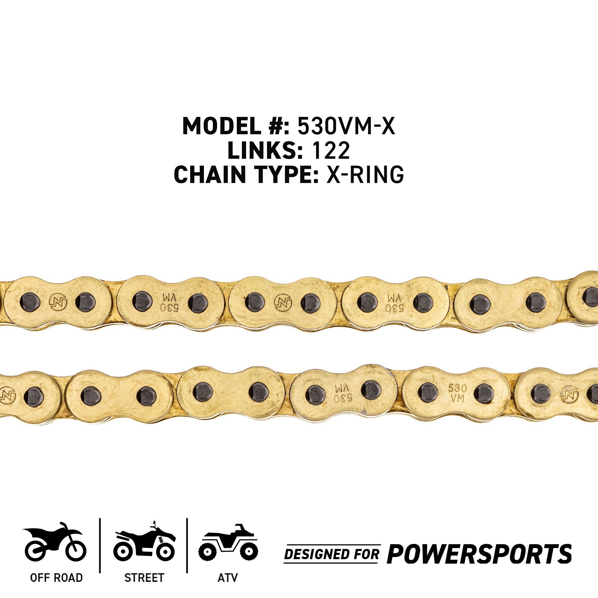Gold 530 X-Ring Chain 122 Links With Connecting Master Link Motorcycle