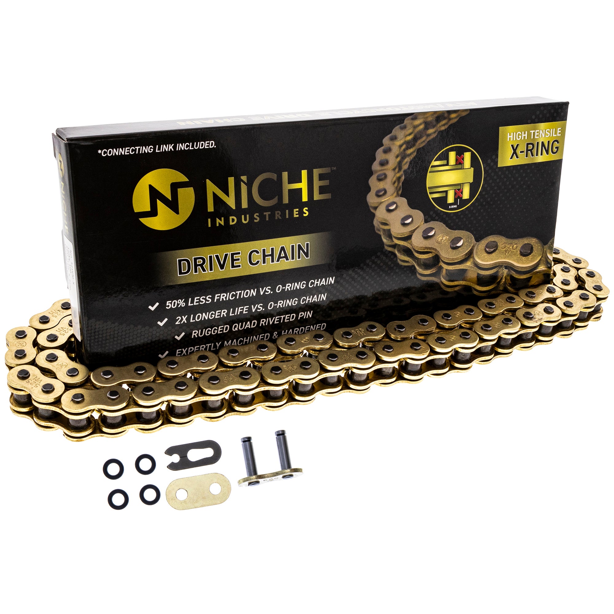 Gold 525 X-Ring Chain 128 Links With Connecting Master Link