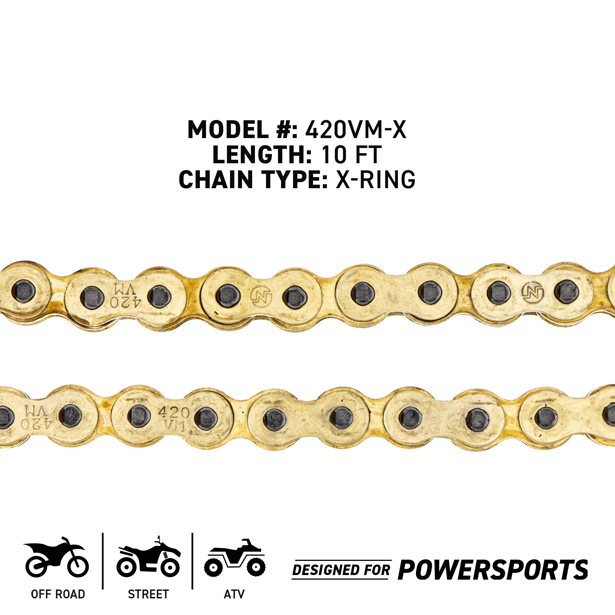 420 Motorcycle X-Ring Drive Chain Bulk Reel 2 Connecting Links
