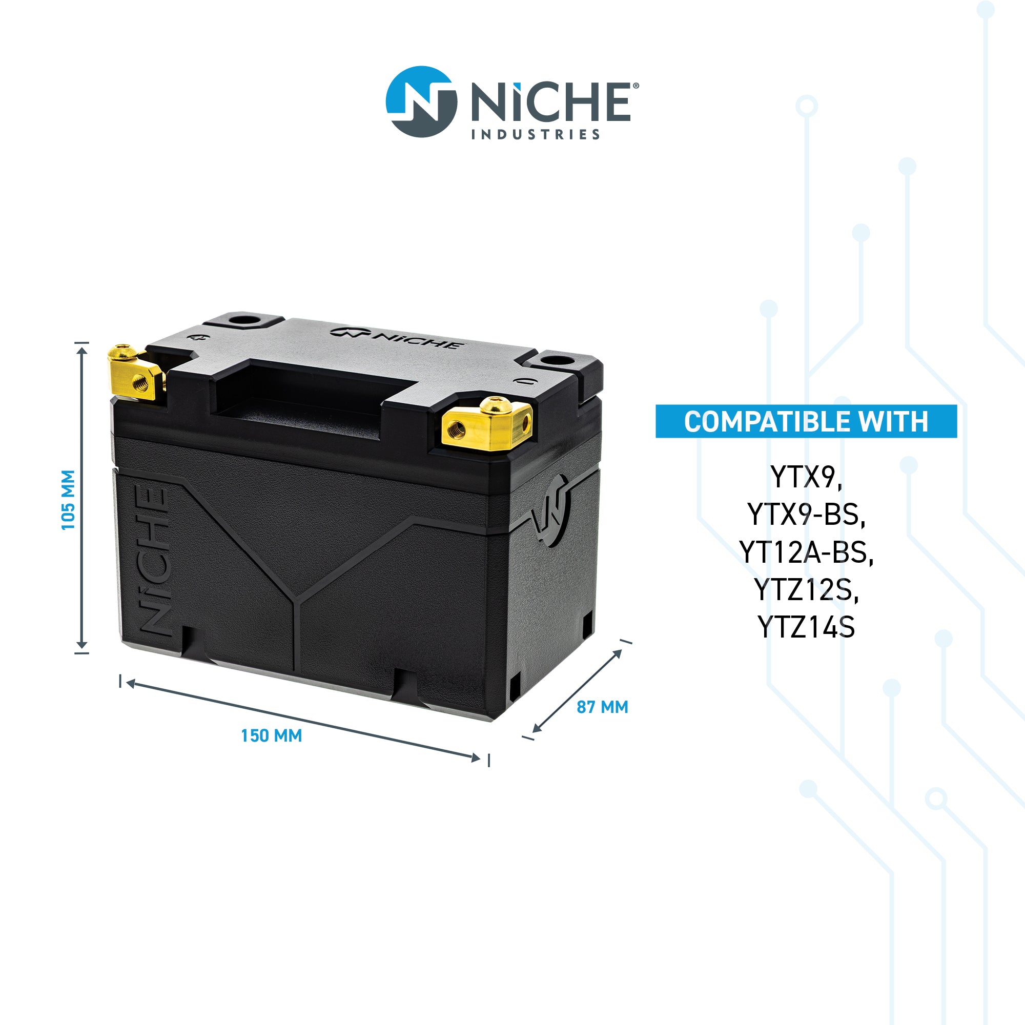 NICHE Lithium Battery 3445-034 3305-728 31500-MCR-D01