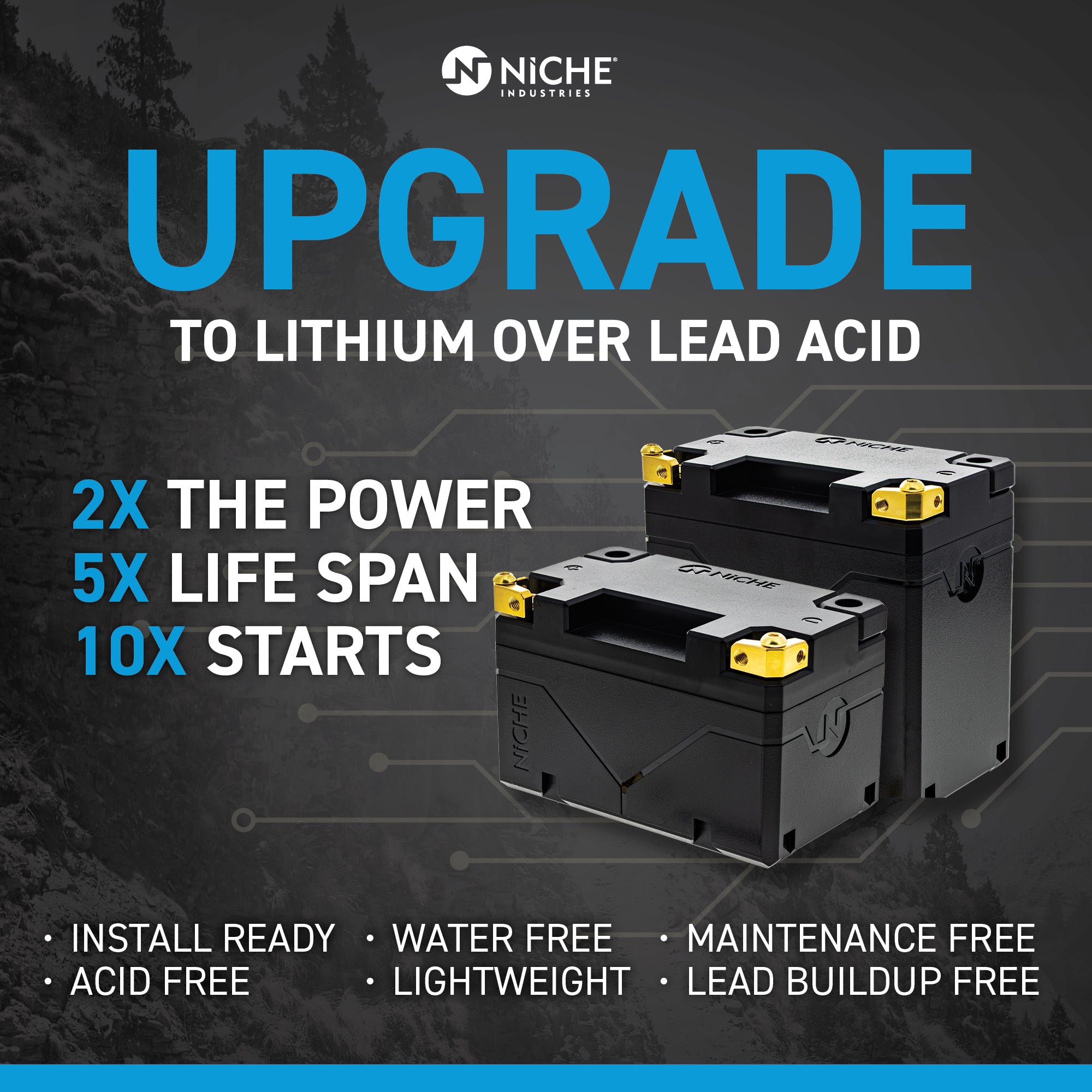 Lithium Battery with Charger Arctic Cat Ski-Doo Can-Am | NICHE PARTS