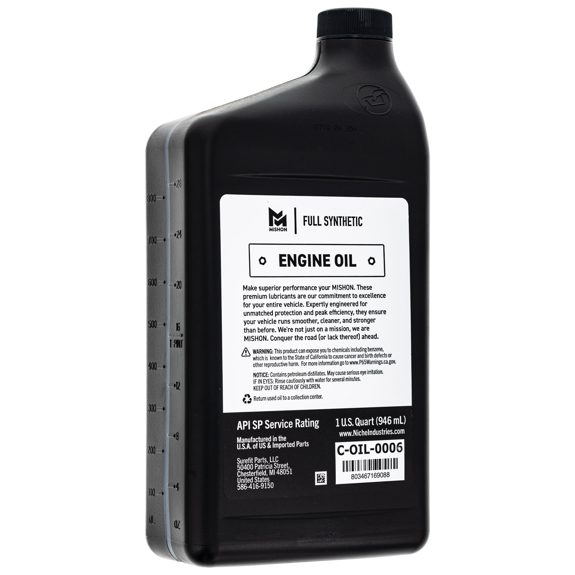MISHON Engine Oil 5W-50 Full Synthetic ATV UTV for Polaris (1 Quart)