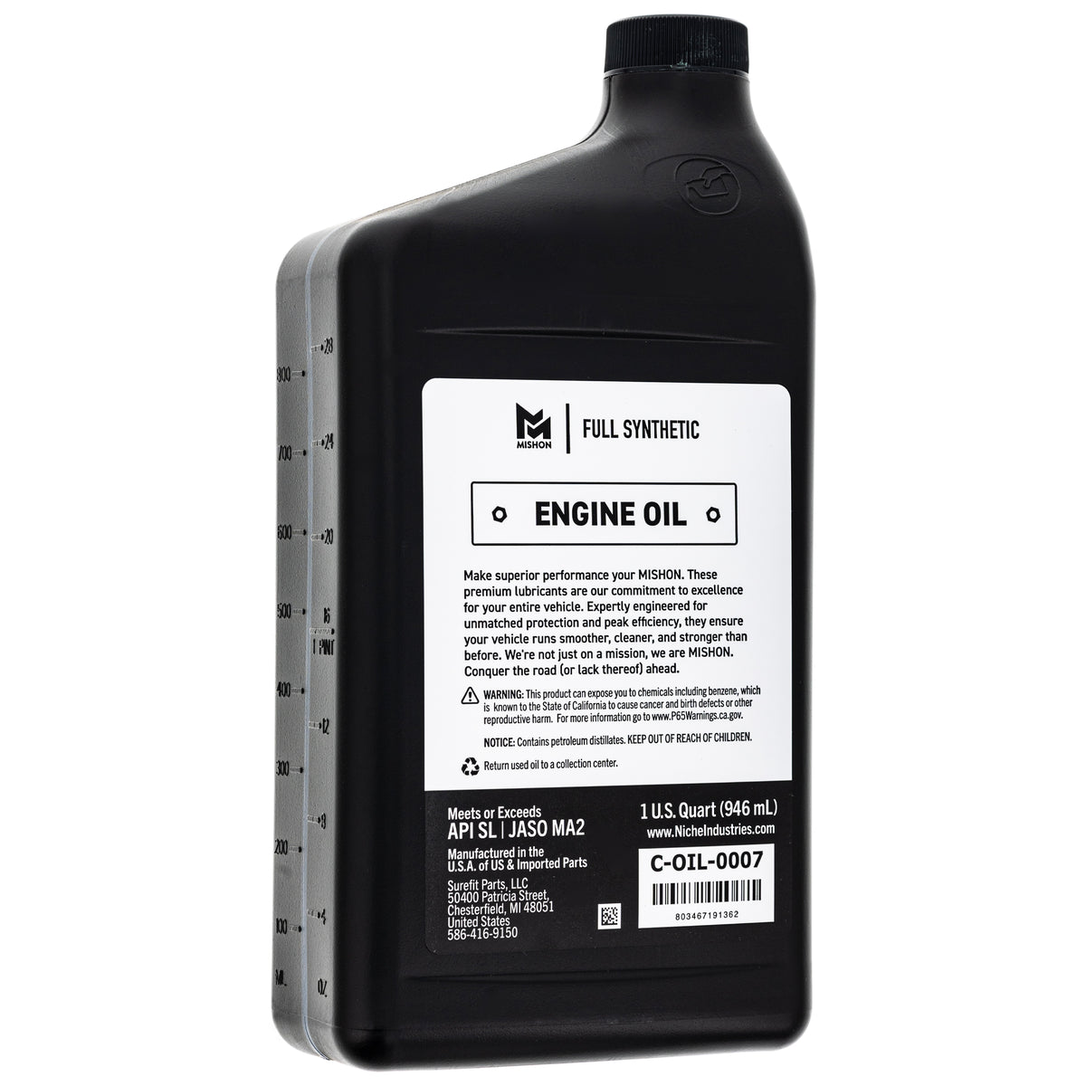 MISHON Engine Oil 10W-40 Full Synthetic ATV UTV Motorcycle (4 Quarts)