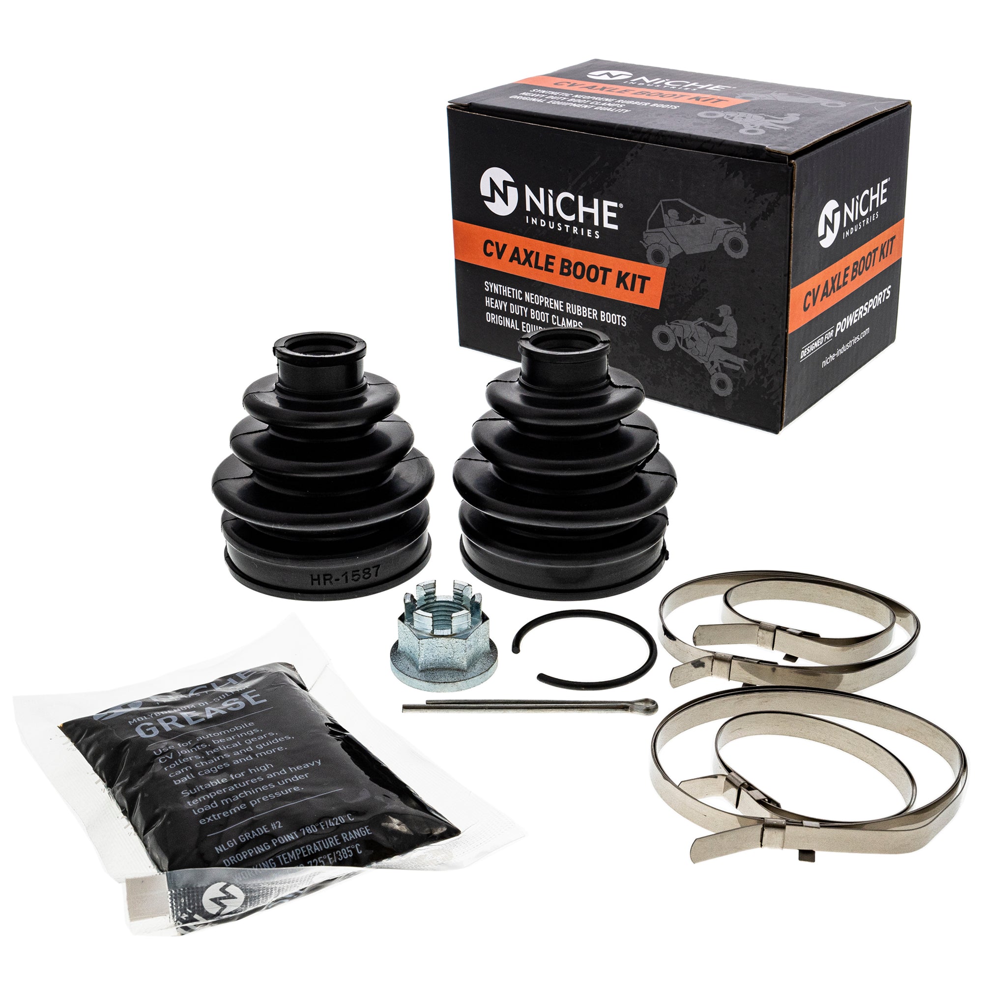 NICHE Front CV Axle Boot Kit For Arctic Cat Bearcat 454 4x4 ATV - Replaces OEM 0436-038, 0436-037