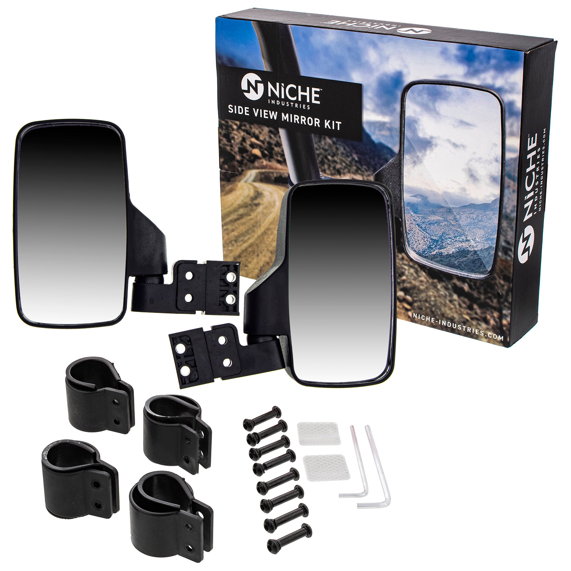 キジマ　TECH MIRROR Black Side View Mirror Set Polaris Can-Am Yamaha | NICHE PARTS
