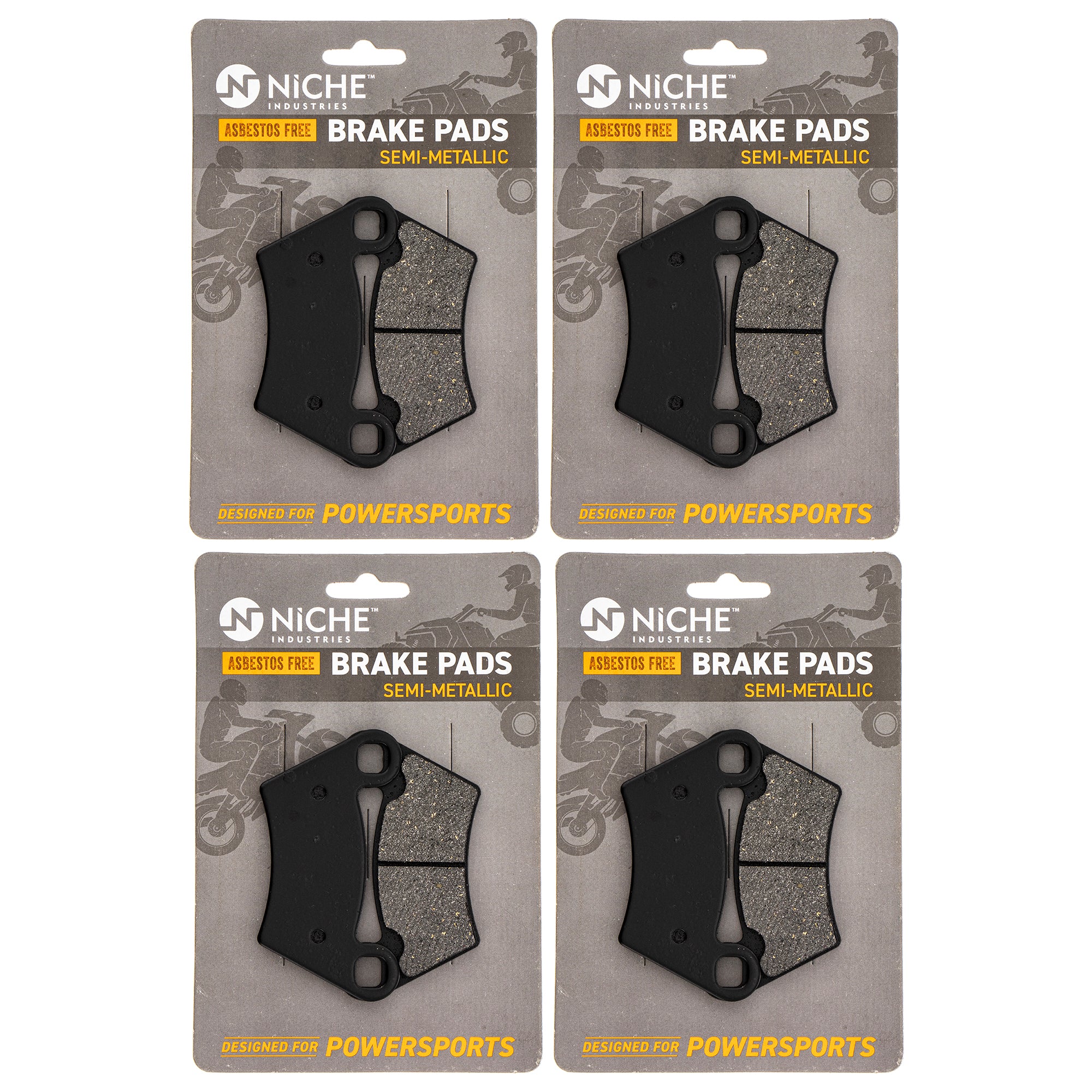 Semi-Metallic Brake Pad Set (Front & Rear) 4-Pack for Polaris GEM Sportsman RZR Ranger NICHE 519-KPA2223D