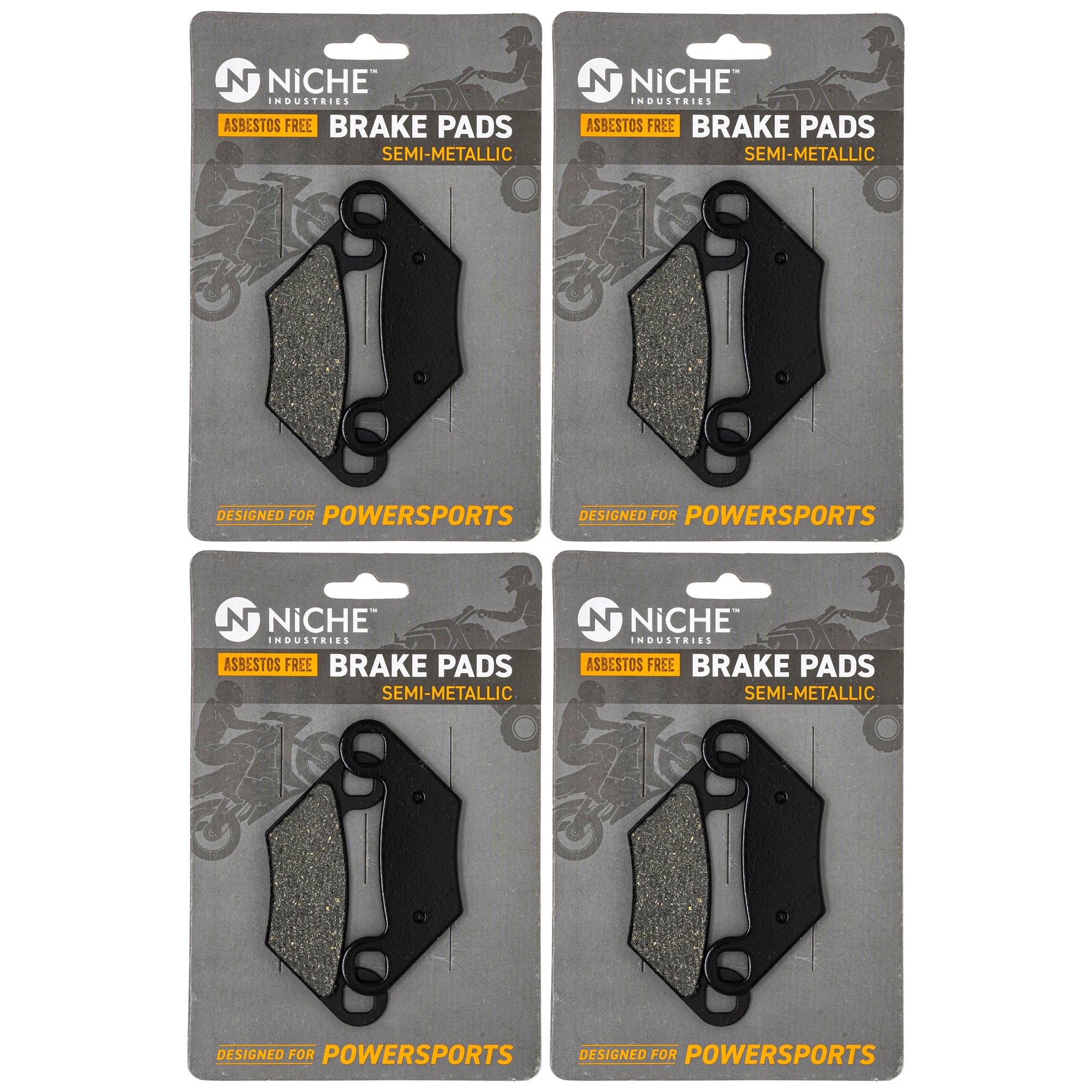 Semi-Metallic Brake Pad Set (Front & Rear) 4-Pack for Polaris Sportsman Scrambler 2203628 NICHE 519-KPA2224D
