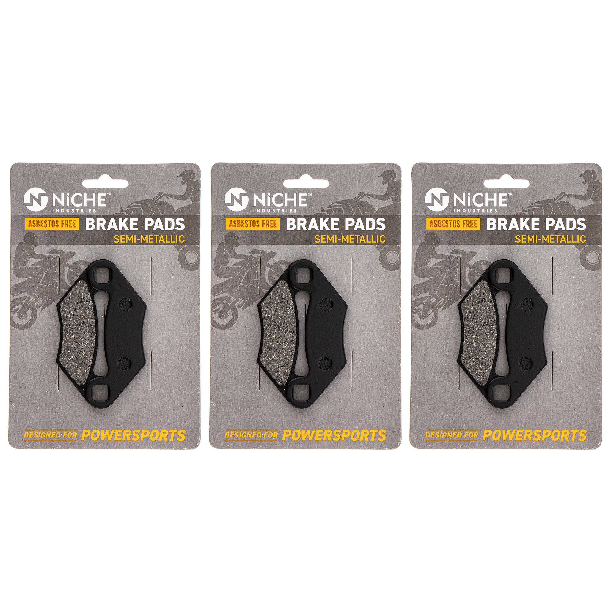 Semi-Metallic Brake Pad Set (Front & Rear) 3-Pack for Polaris Xpress Xplorer Xpedition NICHE 519-KPA2225D