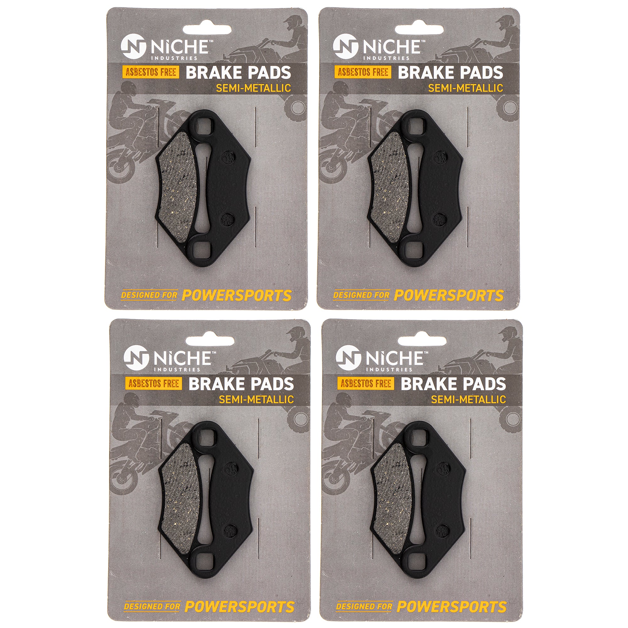 Semi-Metallic Brake Pad Set (Front & Rear) 4-Pack for Polaris Xpress Xplorer Xpedition NICHE 519-KPA2225D
