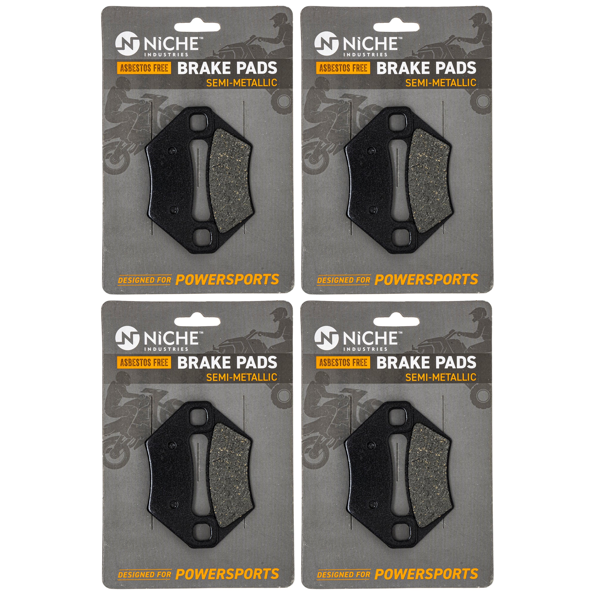 Semi-Metallic Brake Pad Set (Front & Rear) 4-Pack for Polaris Arctic Cat Textron Voyager NICHE 519-KPA2254D
