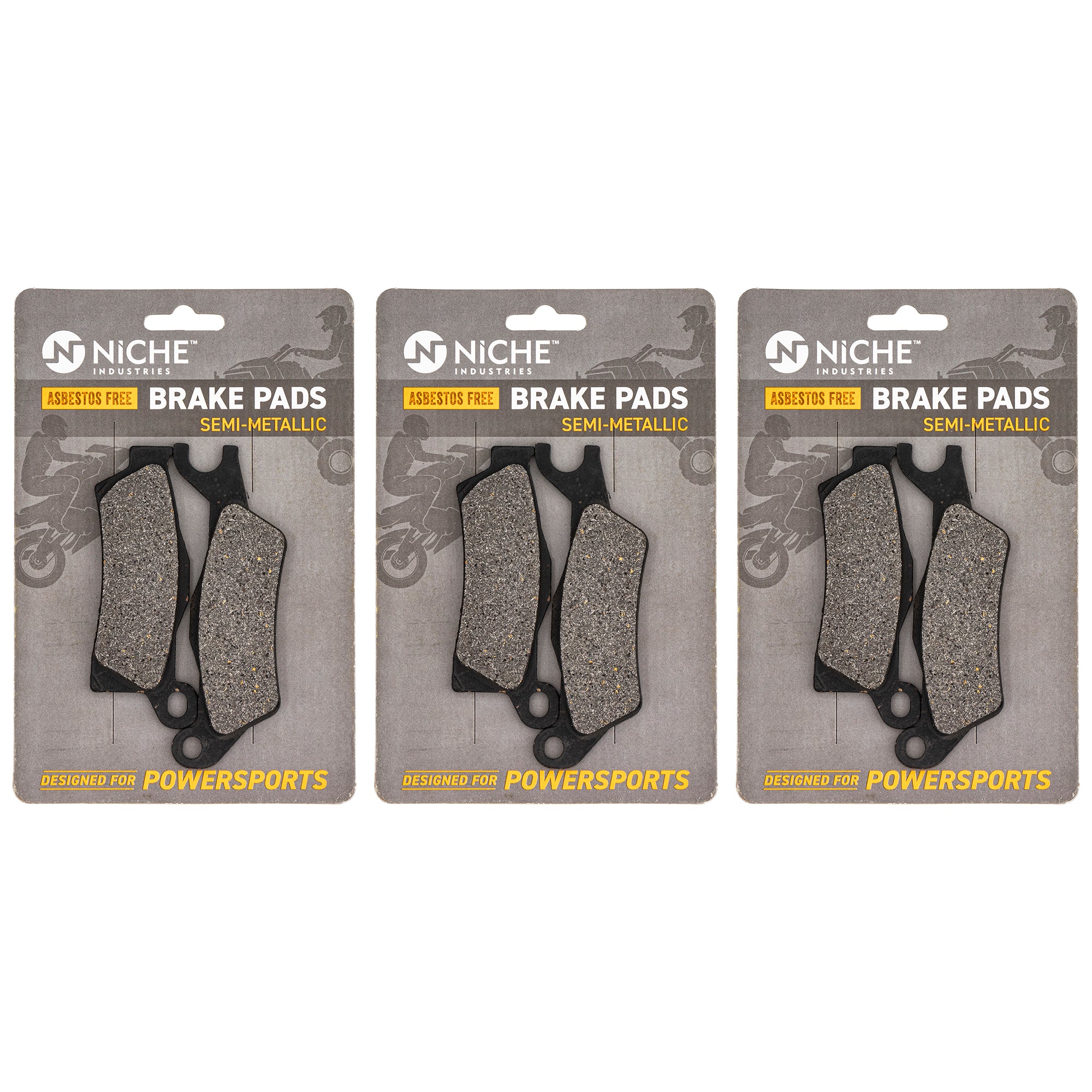 Semi-Metallic Brake Pad Set 3-Pack for BRP Can-Am Ski-Doo Sea-Doo Renegade Outlander NICHE 519-KPA2260D