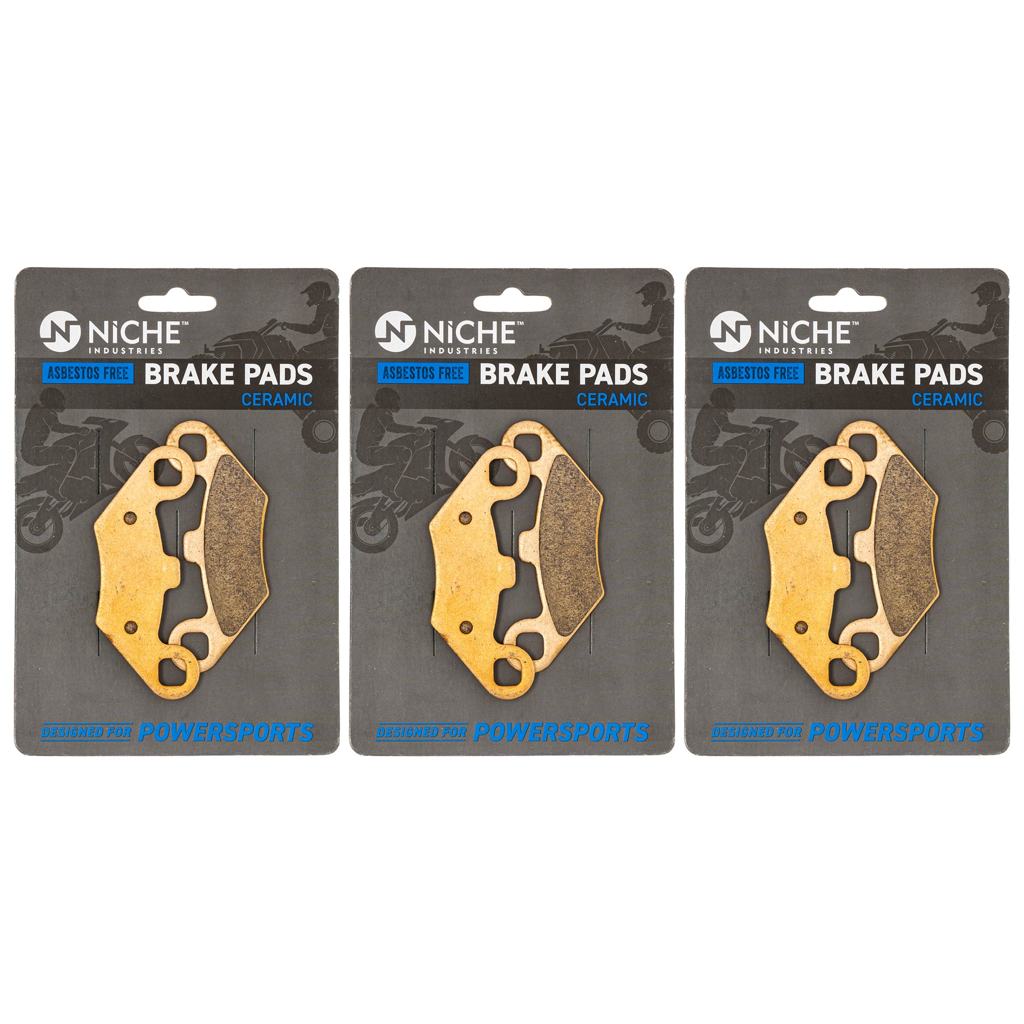 Front & Rear Ceramic Brake Pad Set 3-Pack for Polaris Xpress Xplorer Xpedition Worker NICHE 519-KPA2327D