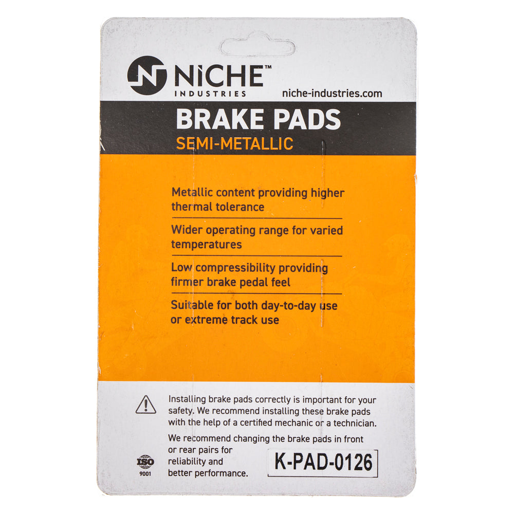 NICHE 519-KPA2348D Semi-Metallic Brake Pads for Polaris Ranger ACE