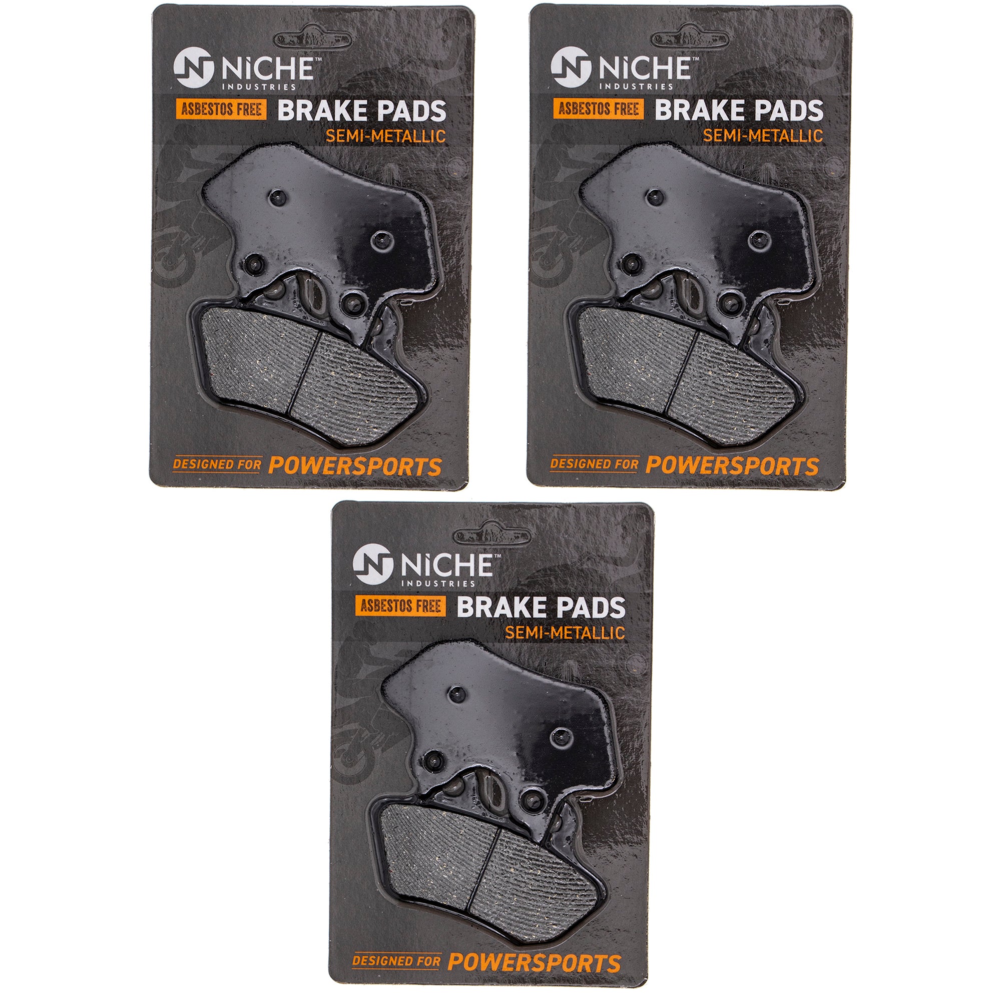 Complete Semi-Metallic Brake Pad Set 3-Pack for Harley Davidson V-Rod Street Sportster NICHE 519-KPA2386D
