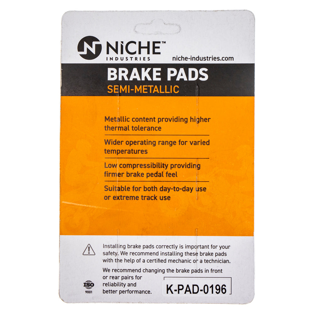 NICHE 519-KPA2318D Brake Pad Set 2-Pack for Kawasaki KLR650