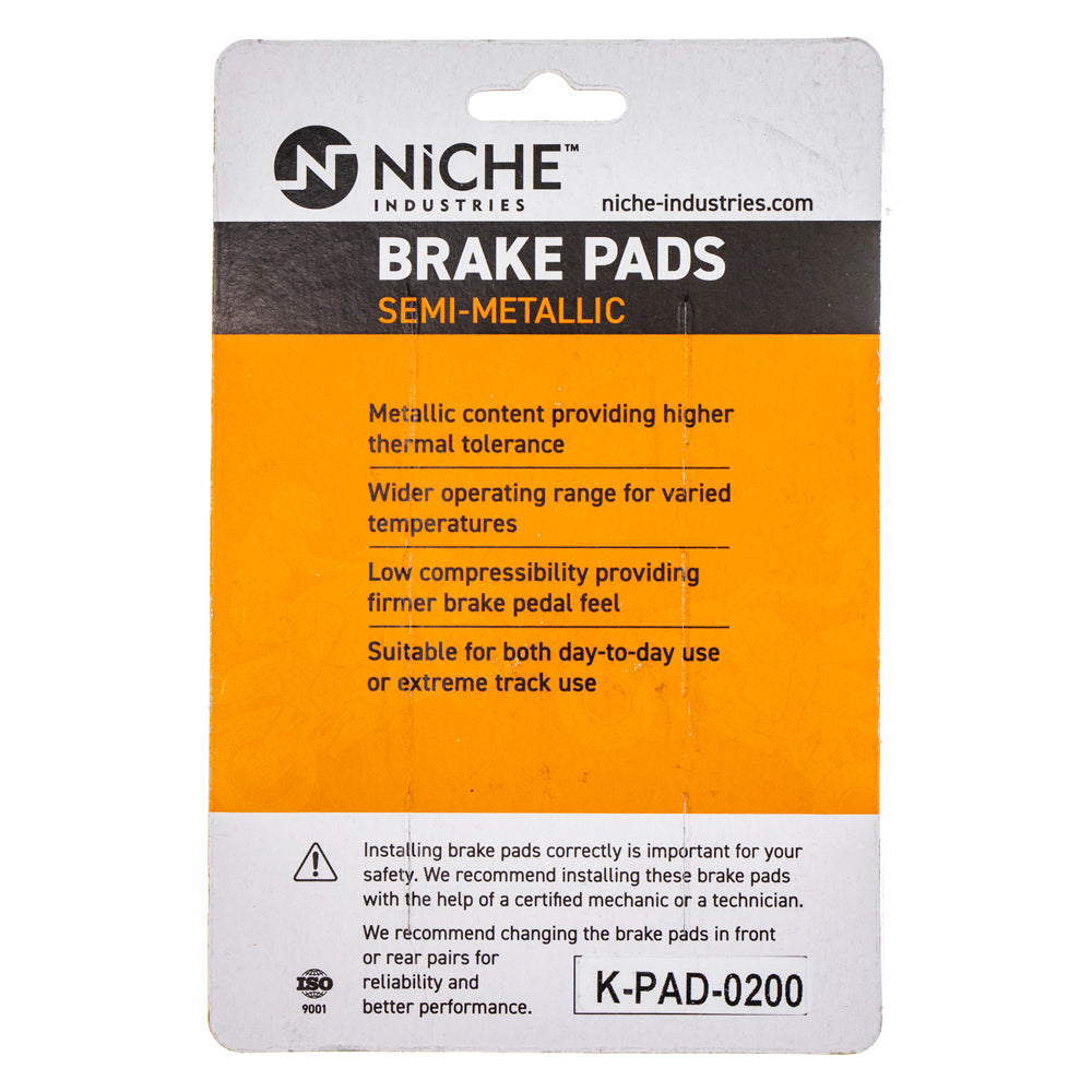 NICHE 519-KPA2422D Brake Pad Set 2-Pack for Yamaha YZ85 YZ80