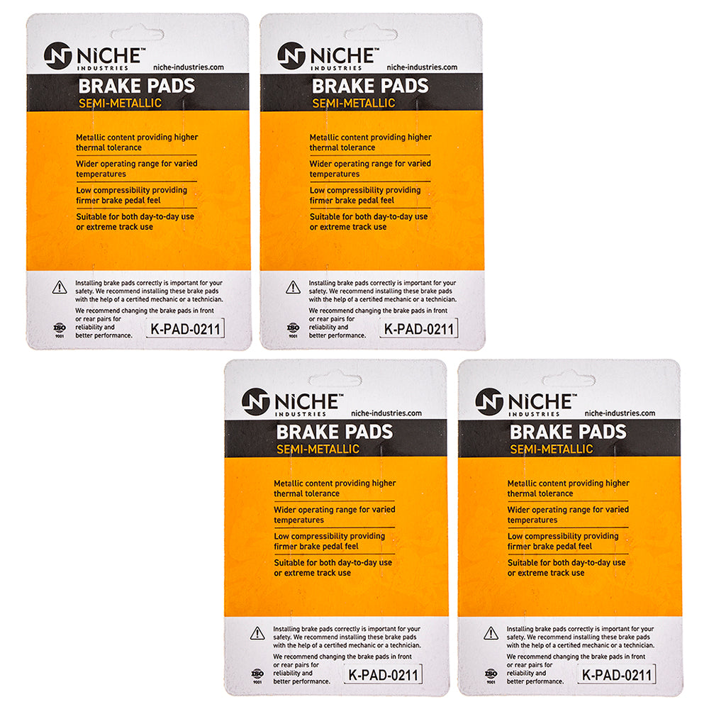 NICHE 519-KPA2433D Brake Pad Set 4-Pack for Triumph BMW Speed S1000RR