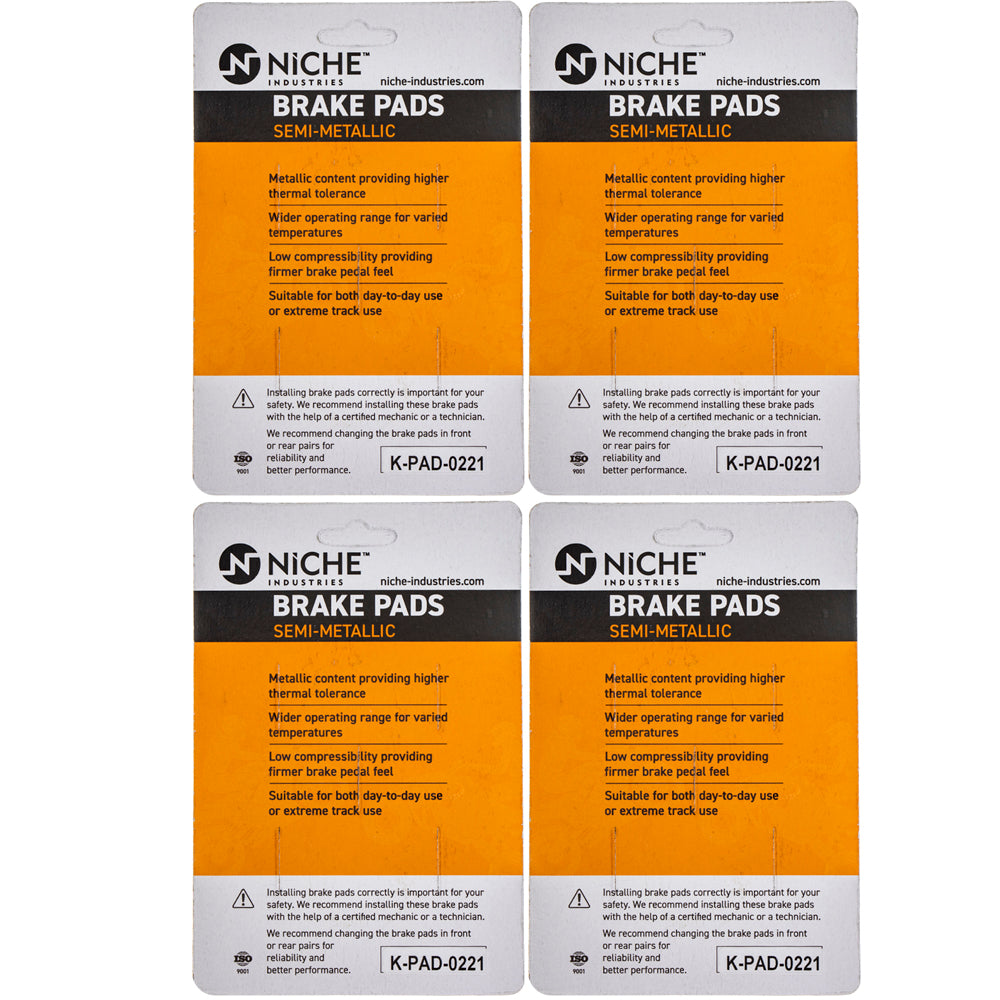 NICHE 519-KPA2443D Brake Pad Set 4-Pack for Suzuki RM85L RM85