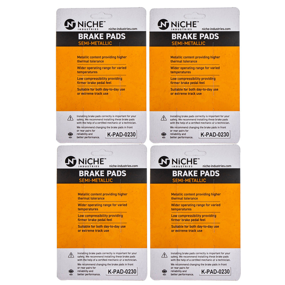 NICHE 519-KPA2452D Brake Pad Set 4-Pack for Suzuki Honda SFV650 GW250