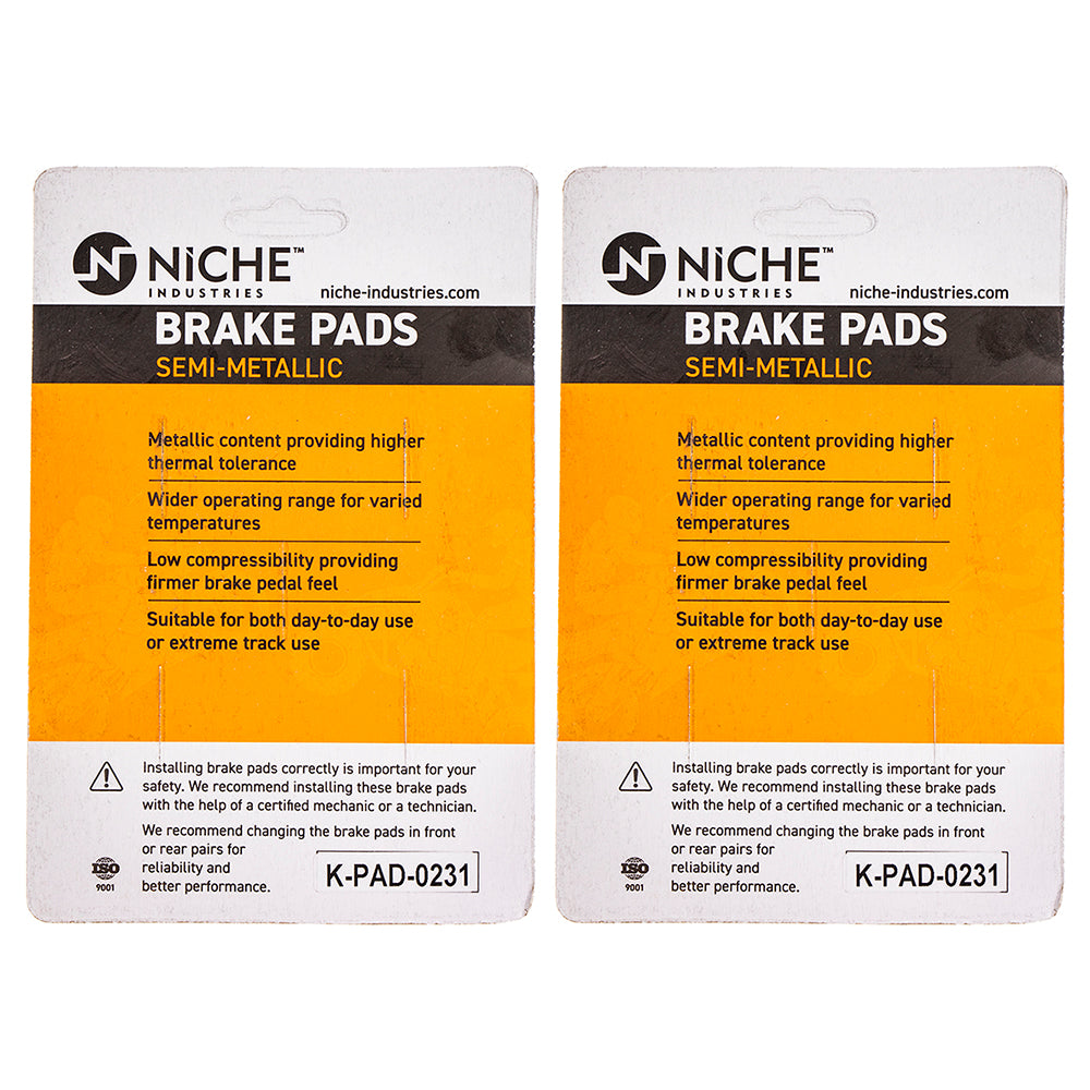 NICHE 519-KPA2453D Brake Pad Set 2-Pack for Kawasaki Vulcan