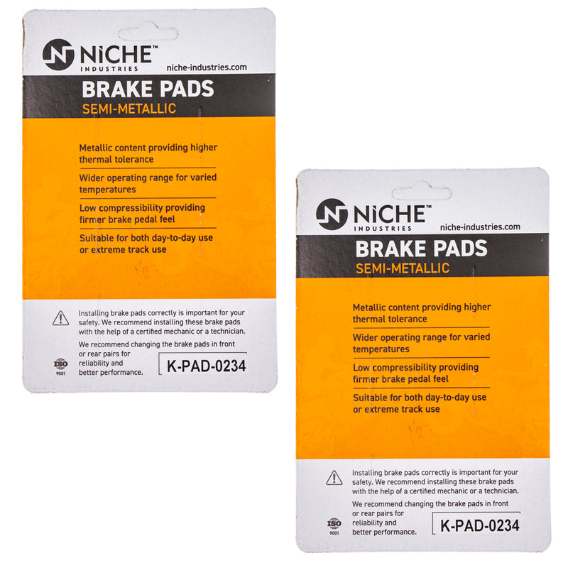 NICHE 519-KPA2456D Brake Pad Set 2-Pack for zOTHER Yamaha XT350 XT225