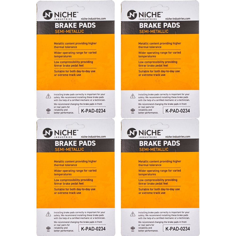 NICHE 519-KPA2456D Brake Pad Set 4-Pack for zOTHER Yamaha XT350 XT225