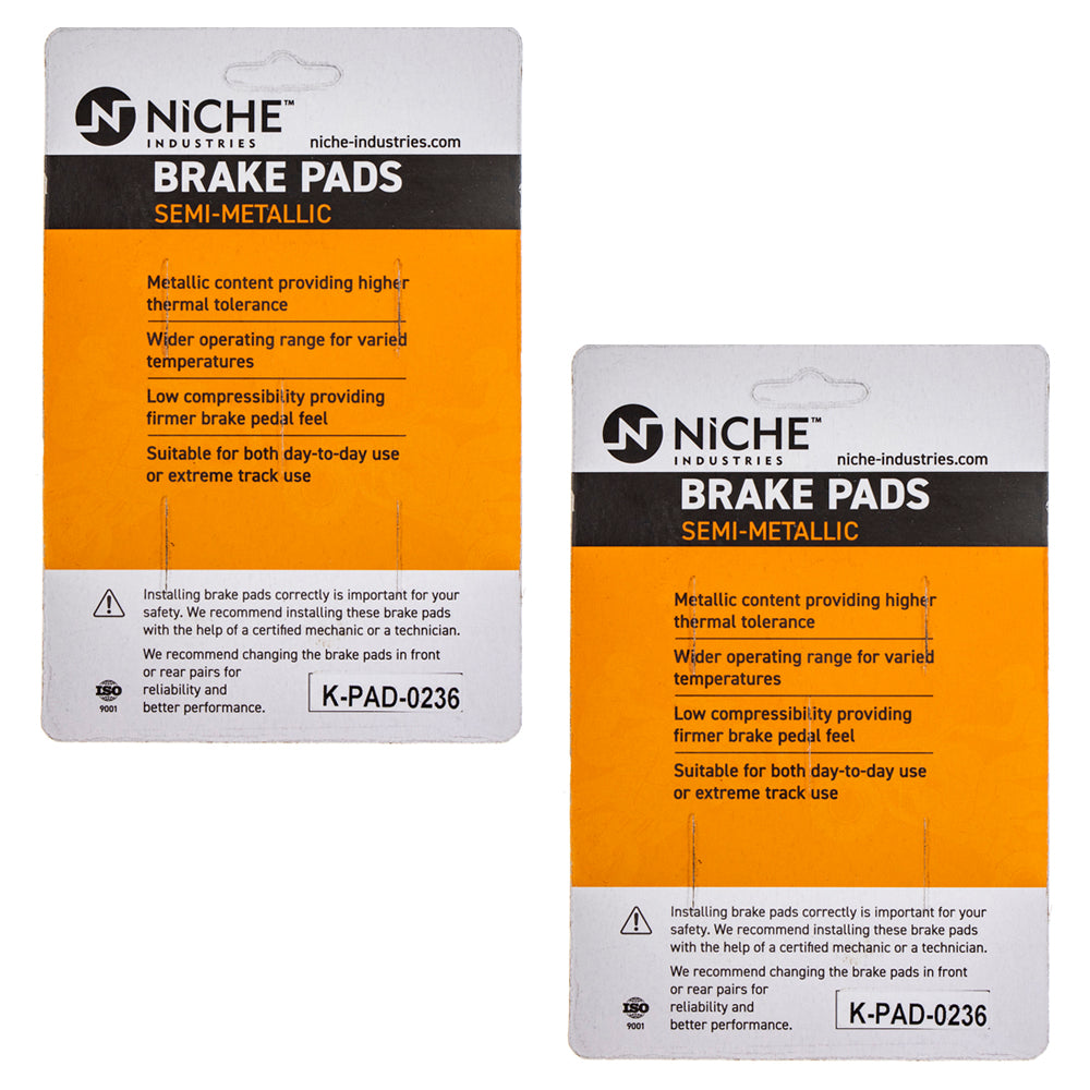 NICHE 519-KPA2458D Brake Pad Set 2-Pack for zOTHER Yamaha SRX600
