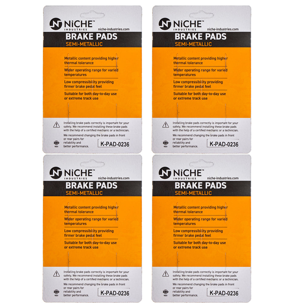 NICHE 519-KPA2458D Brake Pad Set 4-Pack for zOTHER Yamaha SRX600