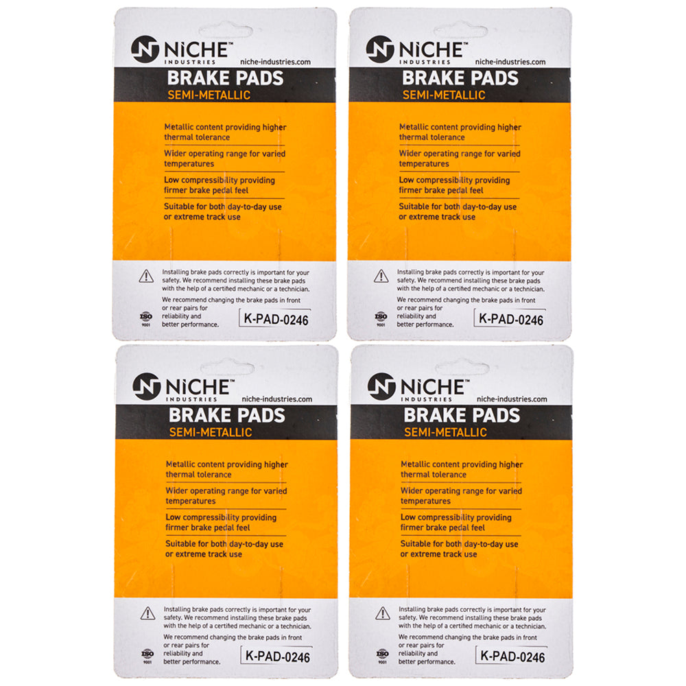 NICHE 519-KPA2468D Semi-Metallic Brake Pad Set 4-Pack for Harley