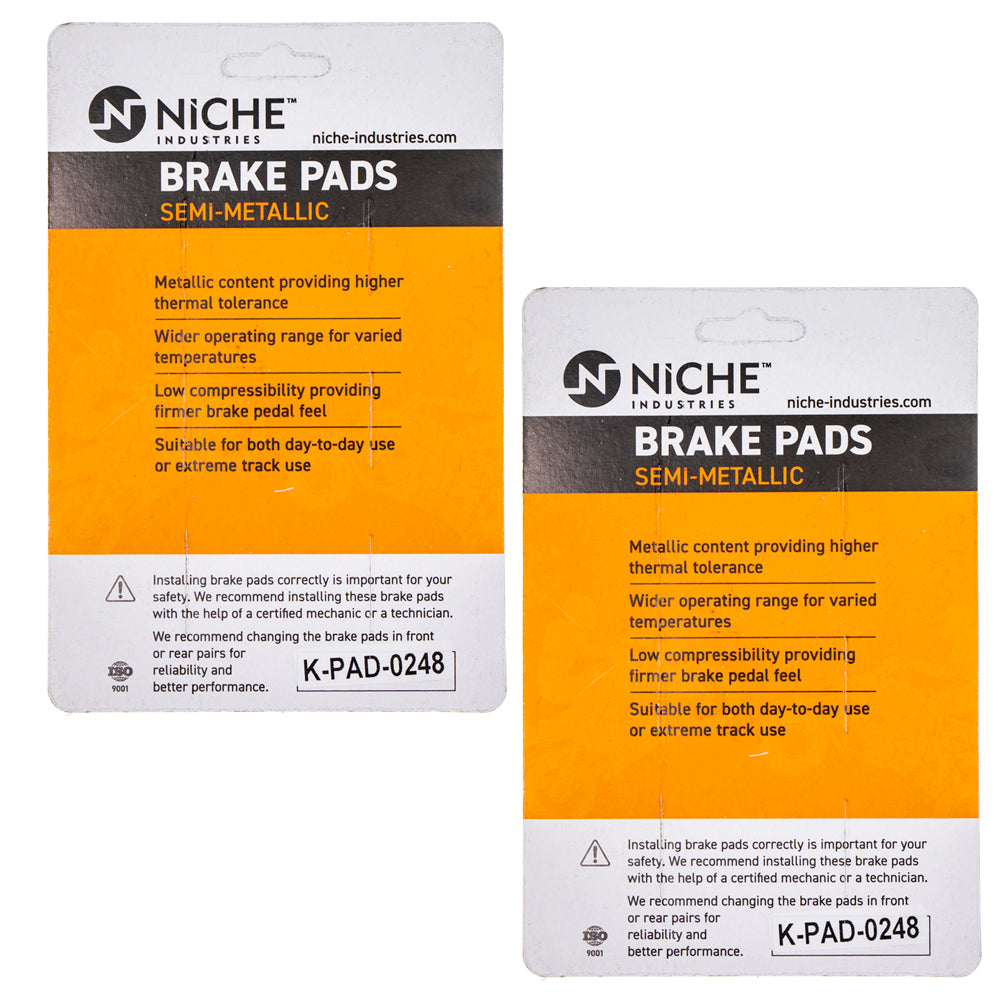 NICHE 519-KPA2460D Brake Pad Set 2-Pack for zOTHER Honda CRF300LS