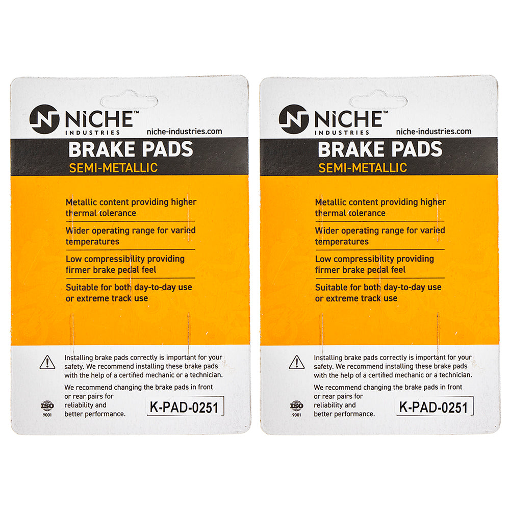 NICHE 519-KPA2473D Brake Pad Set 2-Pack for Yamaha YZF