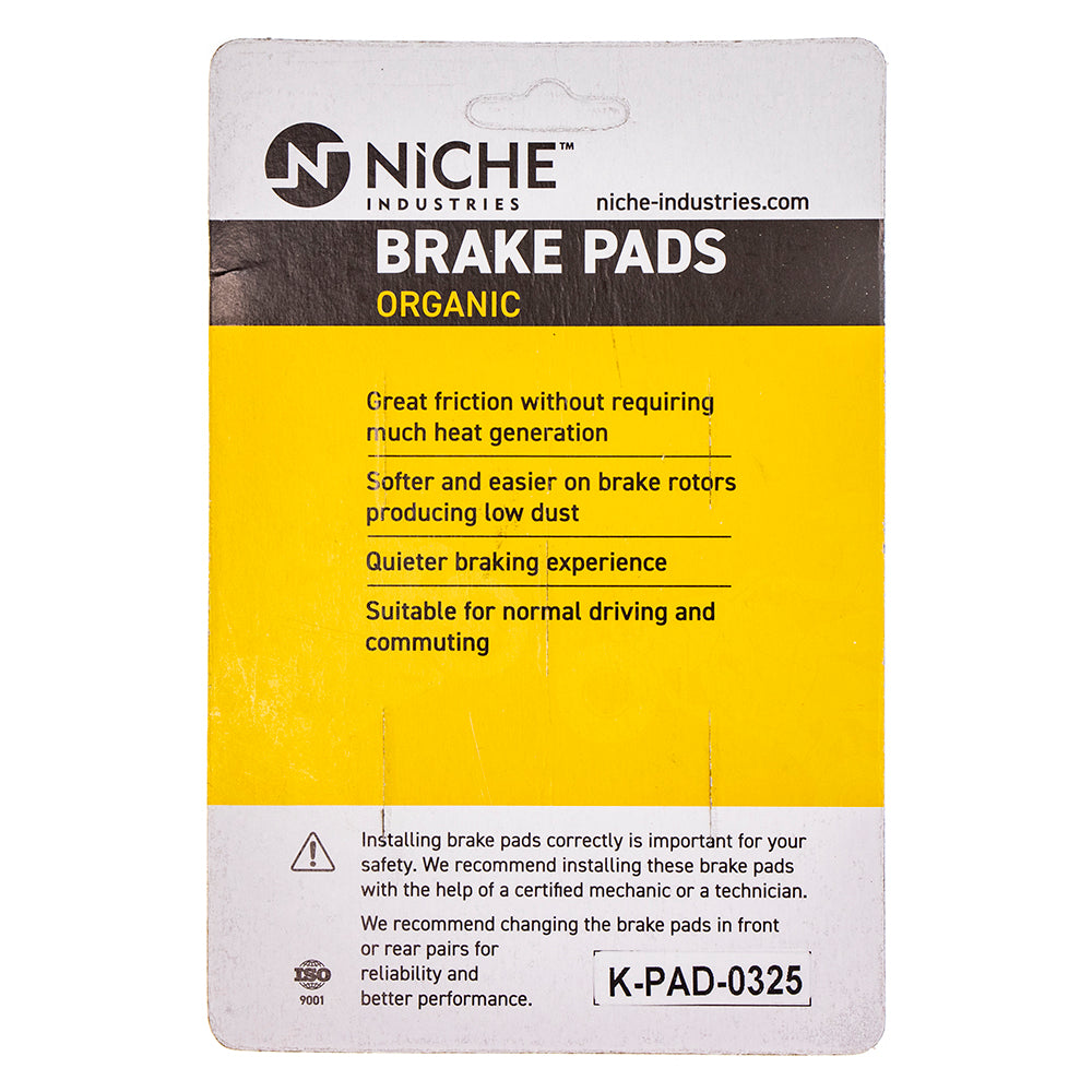 NICHE 519-KPA2547D Front Organic Brake Pad Set for Harley Davidson