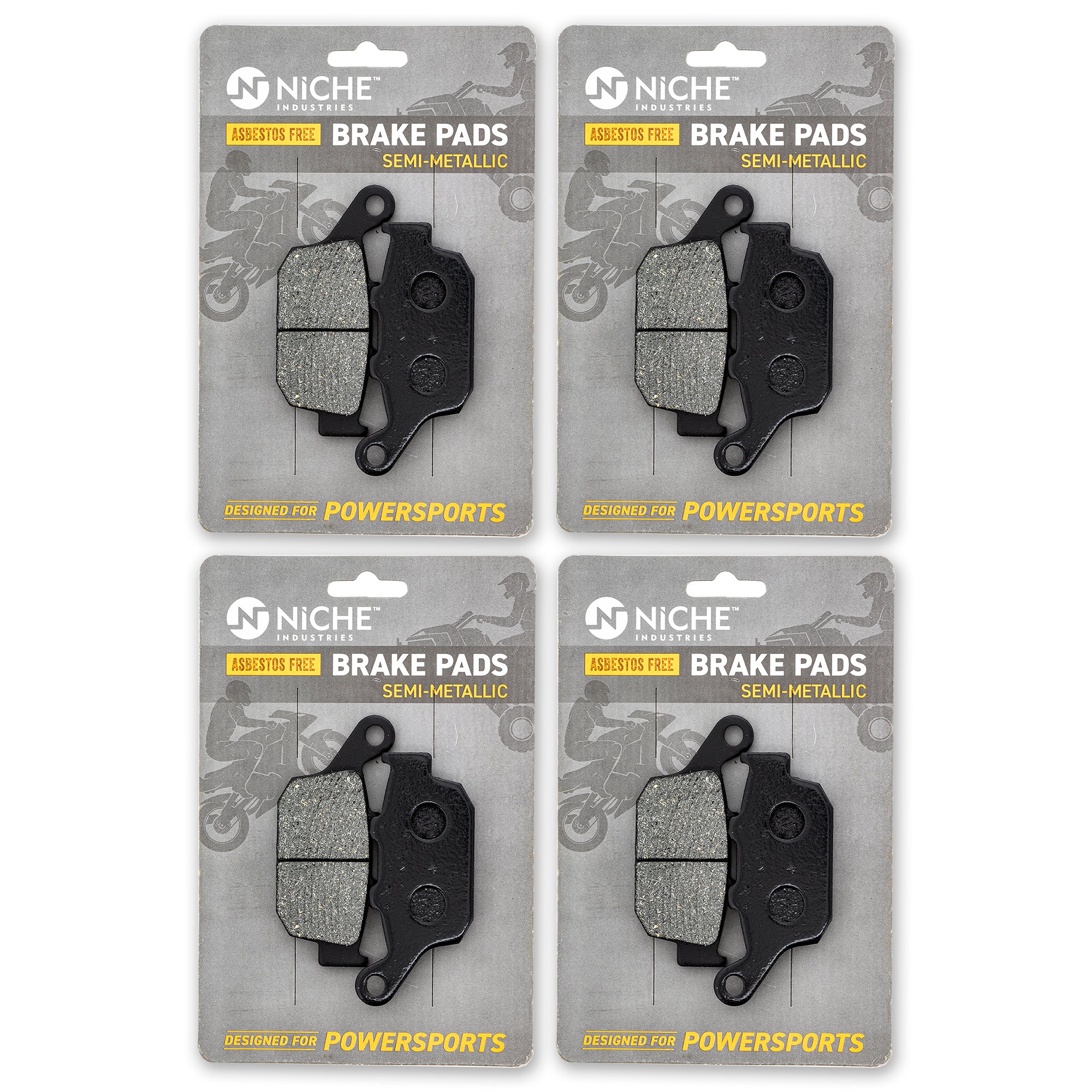 Rear Brake Pads Kit Semi-Metallic 4-Pack for Yamaha FZ6R 20S-W0046-00-00 19D-W253E-00-00 NICHE 519-KPA2647D