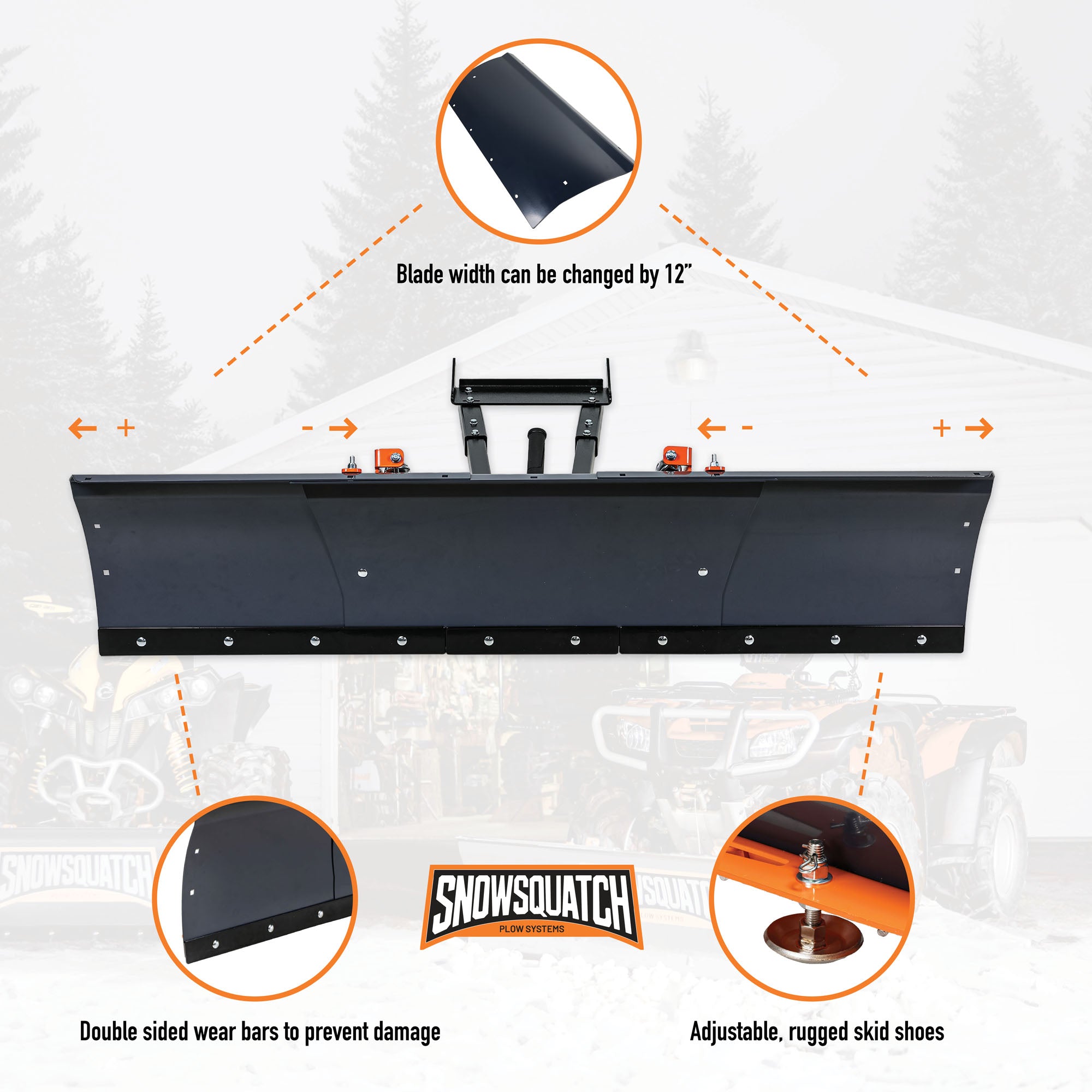 SNOWSQUATCH UTV Snow Plow System 60-72 Inch Adjustable Steel